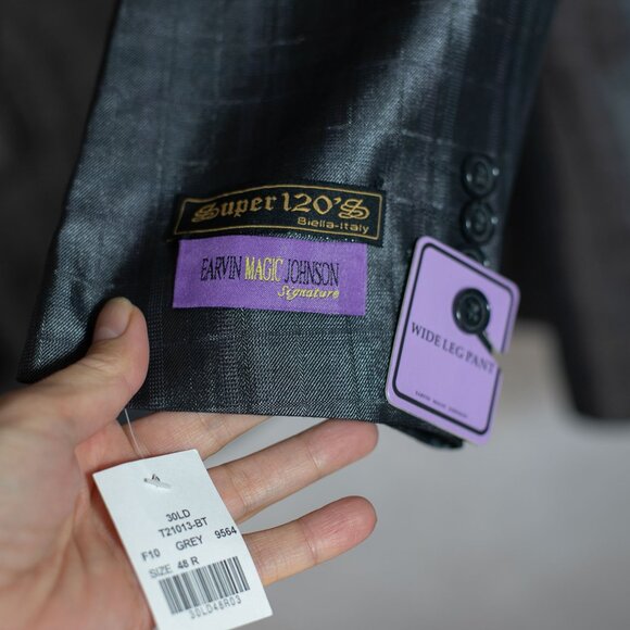 Earvin Magic Johnson Signature Mens Gray Blazer Suit Jacket Sport Coat Lined 48R - Picture 4 of 13